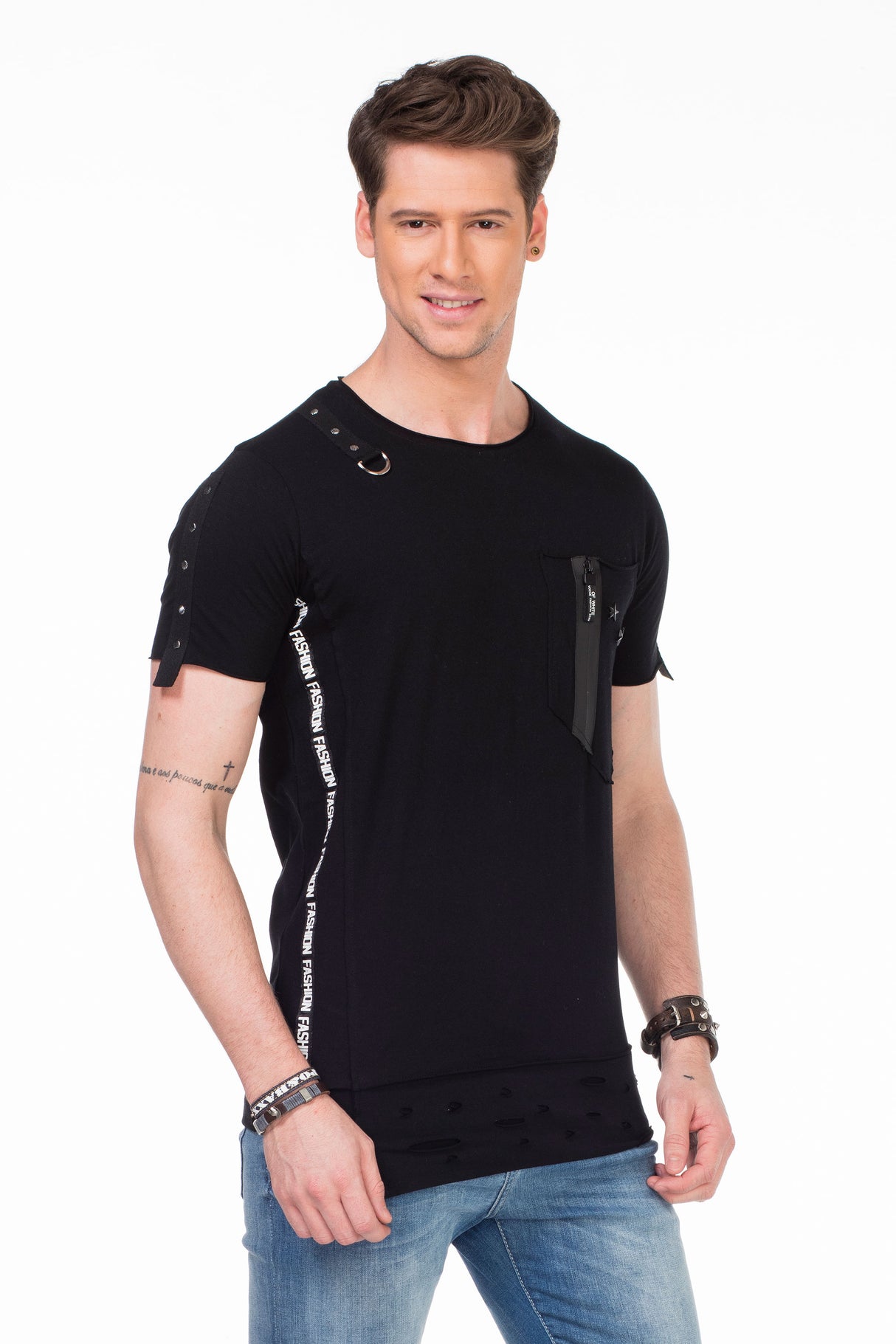 CT366 Camiseta para hombres  con aplicación de diseño