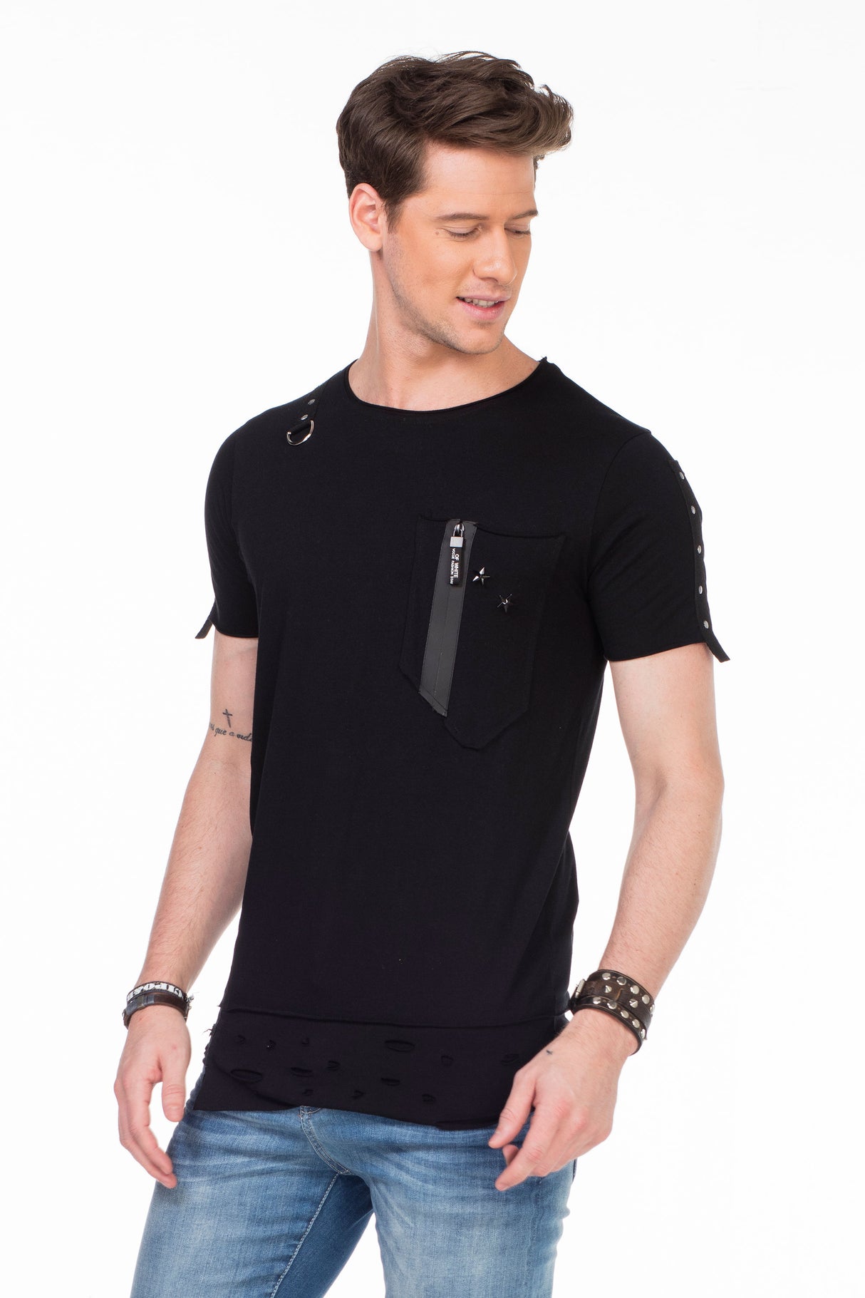 CT366 Camiseta para hombres  con aplicación de diseño