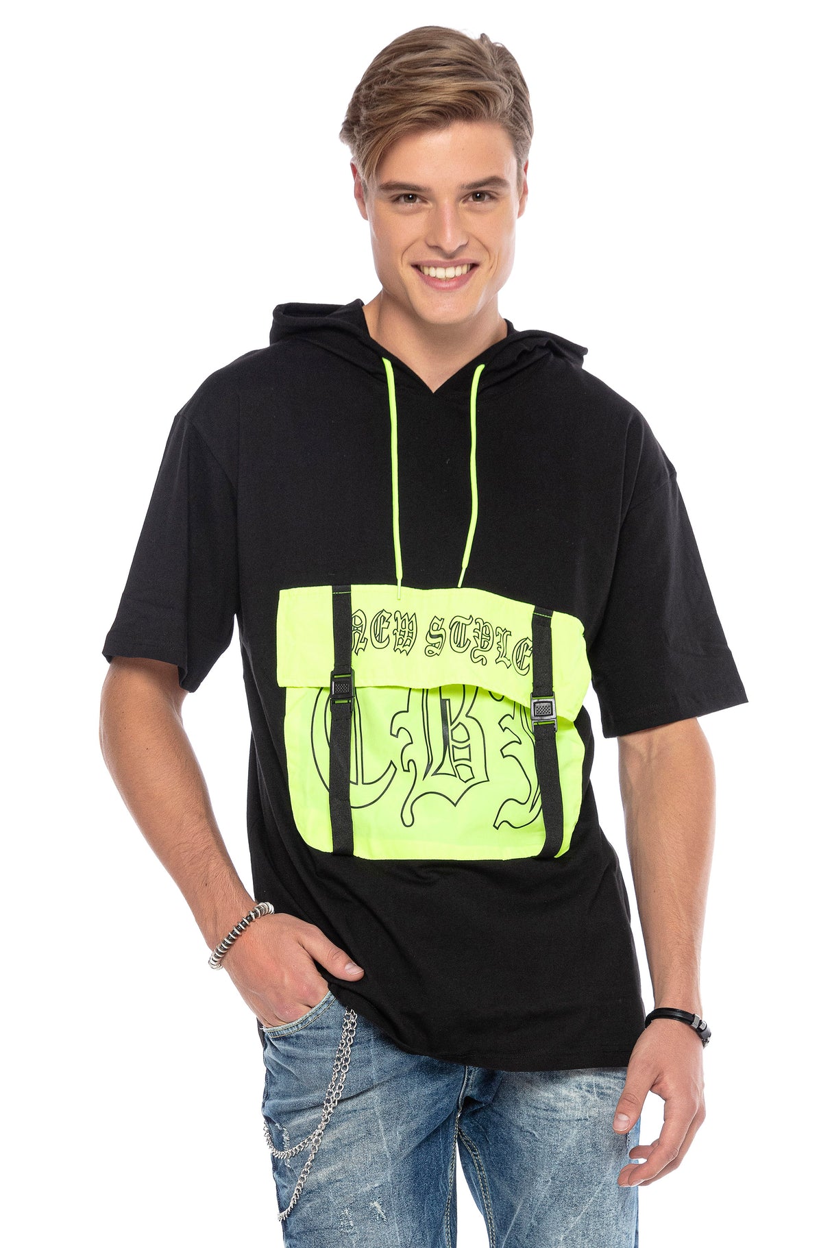CT588 Camisa con capucha para hombres  con diseño de bolsillos grandes