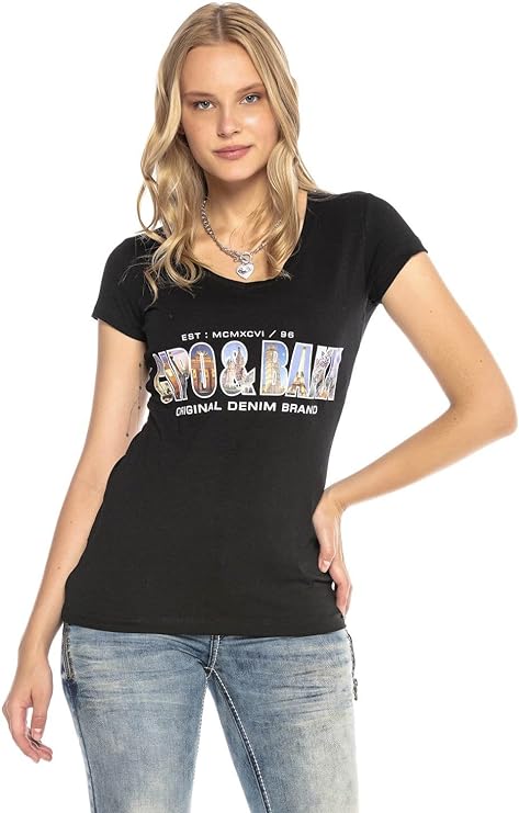 WT295 Camiseta  Women con un estampado frontal de marca grande