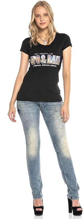 WT295 Camiseta  Women con un estampado frontal de marca grande