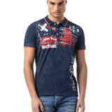 CT795-Polo pour homme avec impression et délavage - Coupe classique