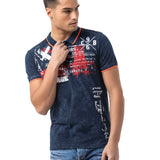 CT795-Polo pour homme avec impression et délavage - Coupe classique