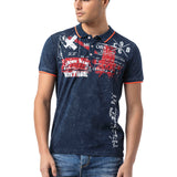 CT795-Polo pour homme avec impression et délavage - Coupe classique