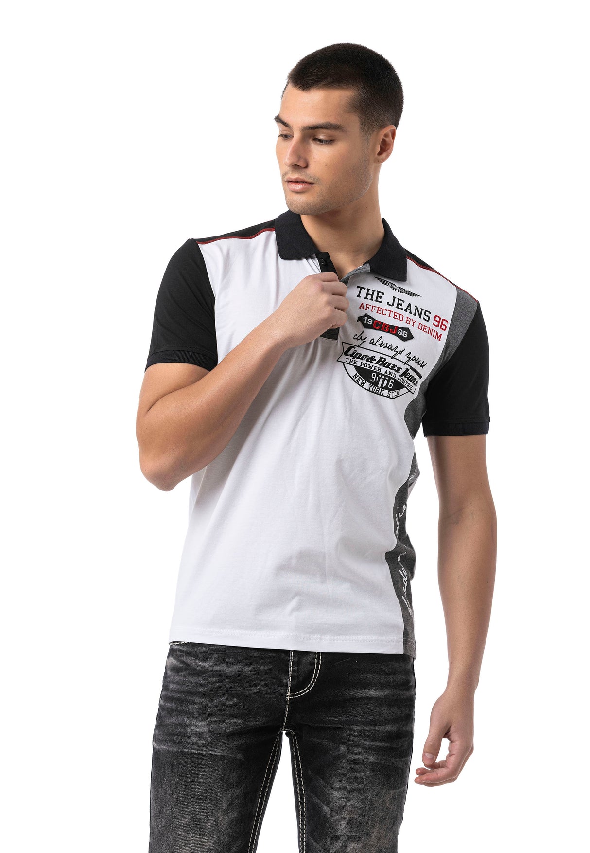 CT799 Herren Polo T-Shirt – Regular Fit mit Print & Applikation