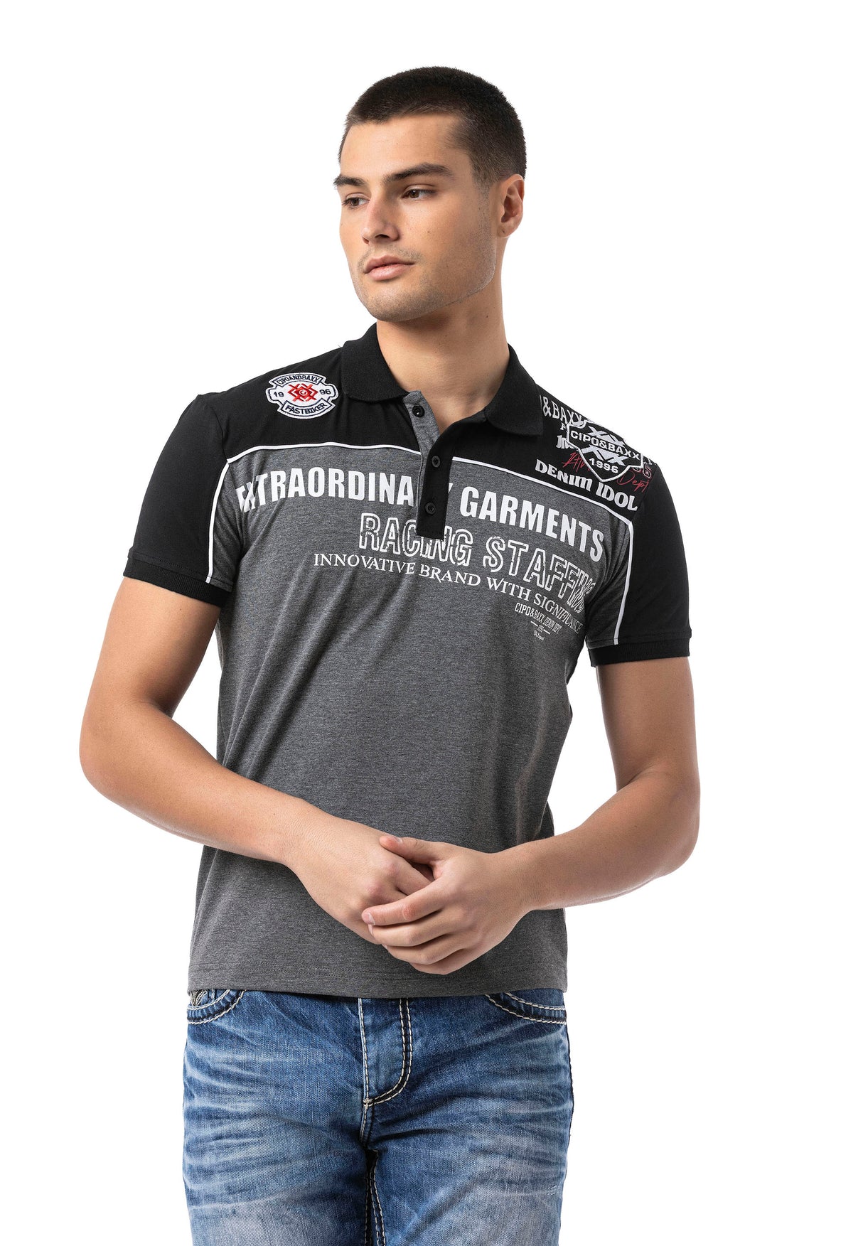 CT803-Mens Polo T-Shirt in Regular Fit with print and application