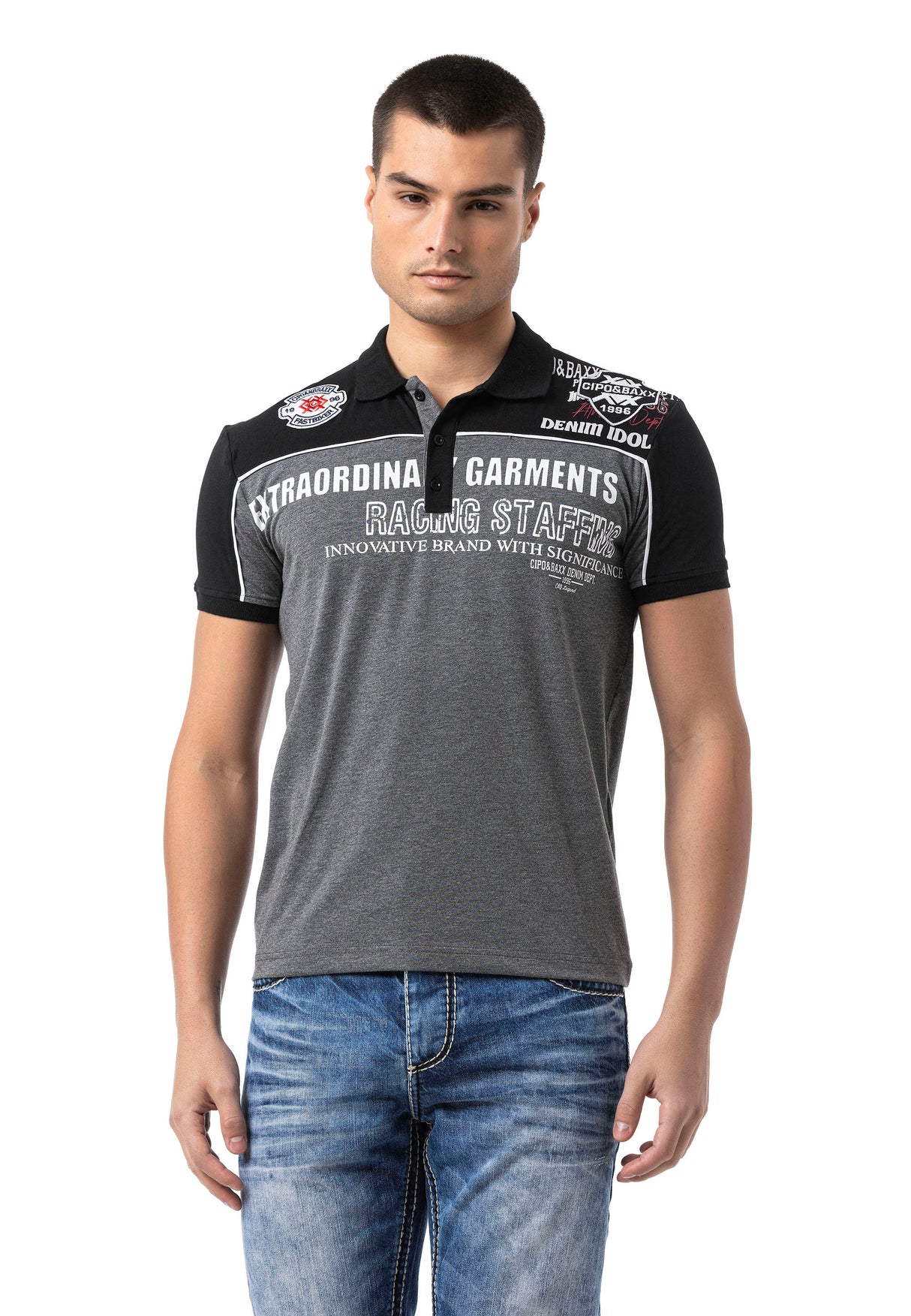 CT803-Mens Polo T-Shirt in Regular Fit with print and application