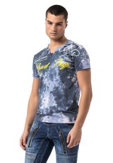 CT804-Herren T-Shirt mit Print-Waschung – Regular Fit
