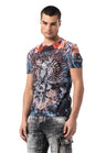 CT818-Zwart Heren T-Shirt met digitale print en Regular Fit stijl