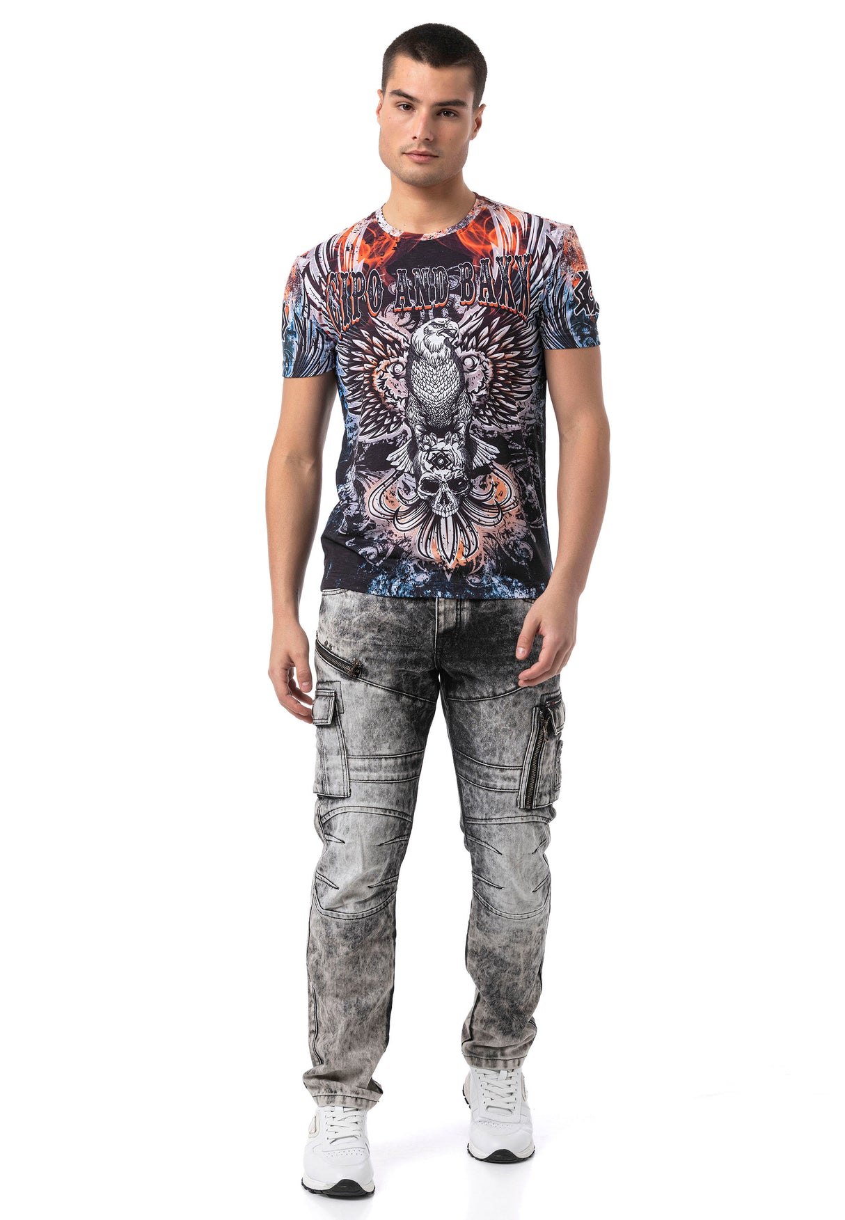 CT818 T-Shirt Nera Stampata per Uomo