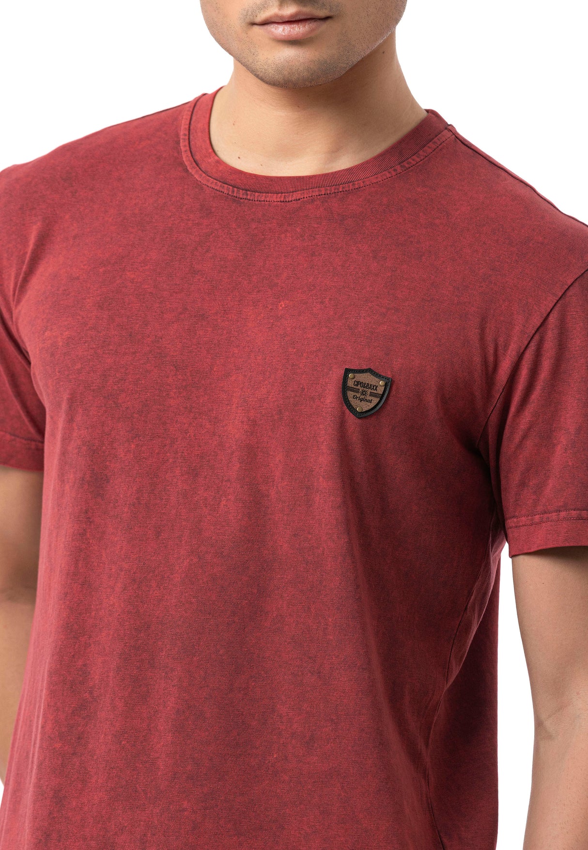 CT808-Herren T-Shirt im Relax Fit mit Waschung und Patch