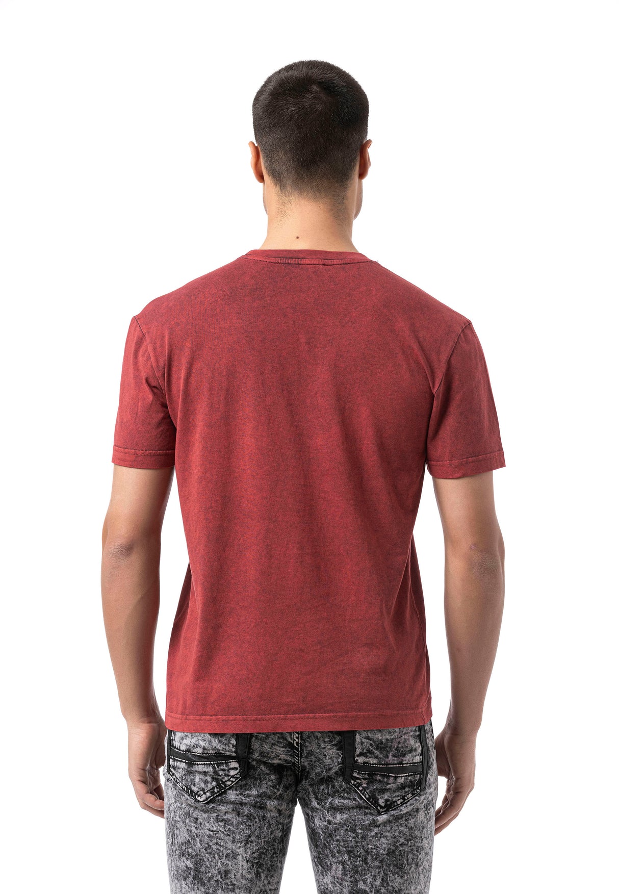 CT808-Herren T-Shirt im Relax Fit mit Waschung und Patch