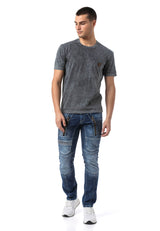 CT808-Herren T-Shirt im Relax Fit mit Waschung und Patch