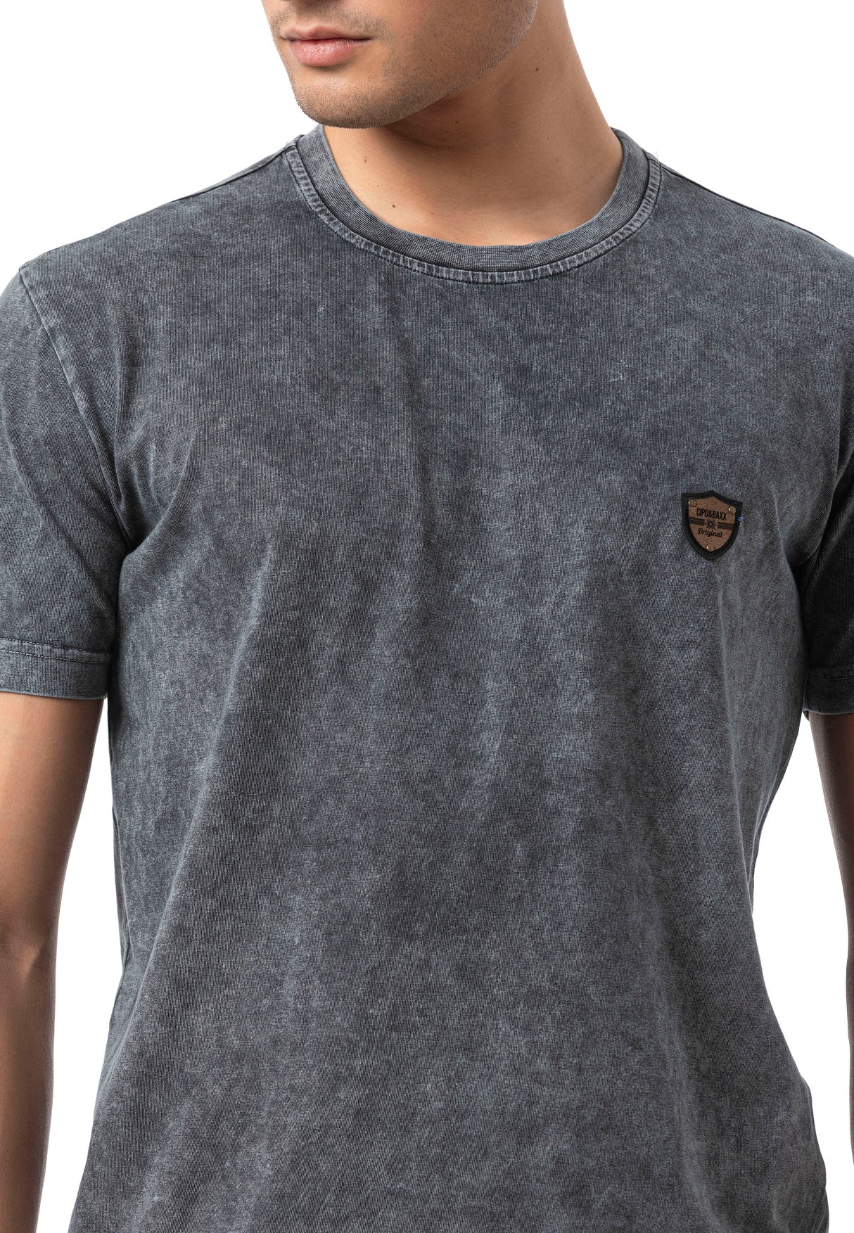 CT808-Herren T-Shirt im Relax Fit mit Waschung und Patch