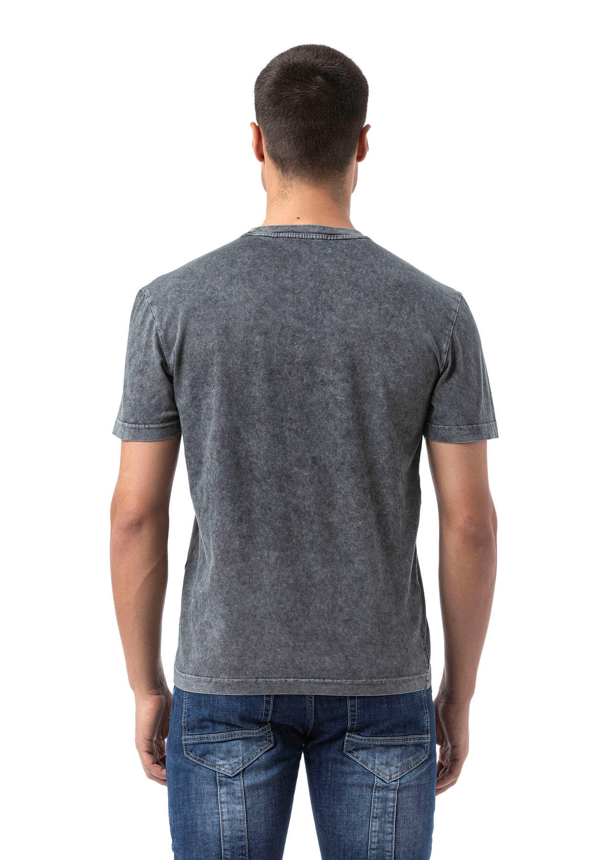 CT808-Herren T-Shirt im Relax Fit mit Waschung und Patch