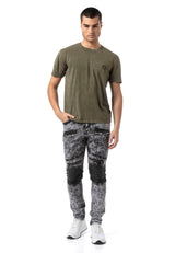 CT808-Herren T-Shirt im Relax Fit mit Waschung und Patch