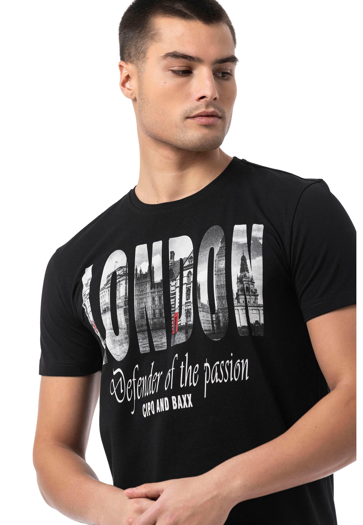 CT826-Herren T-Shirt mit London-Print – Regular Fit