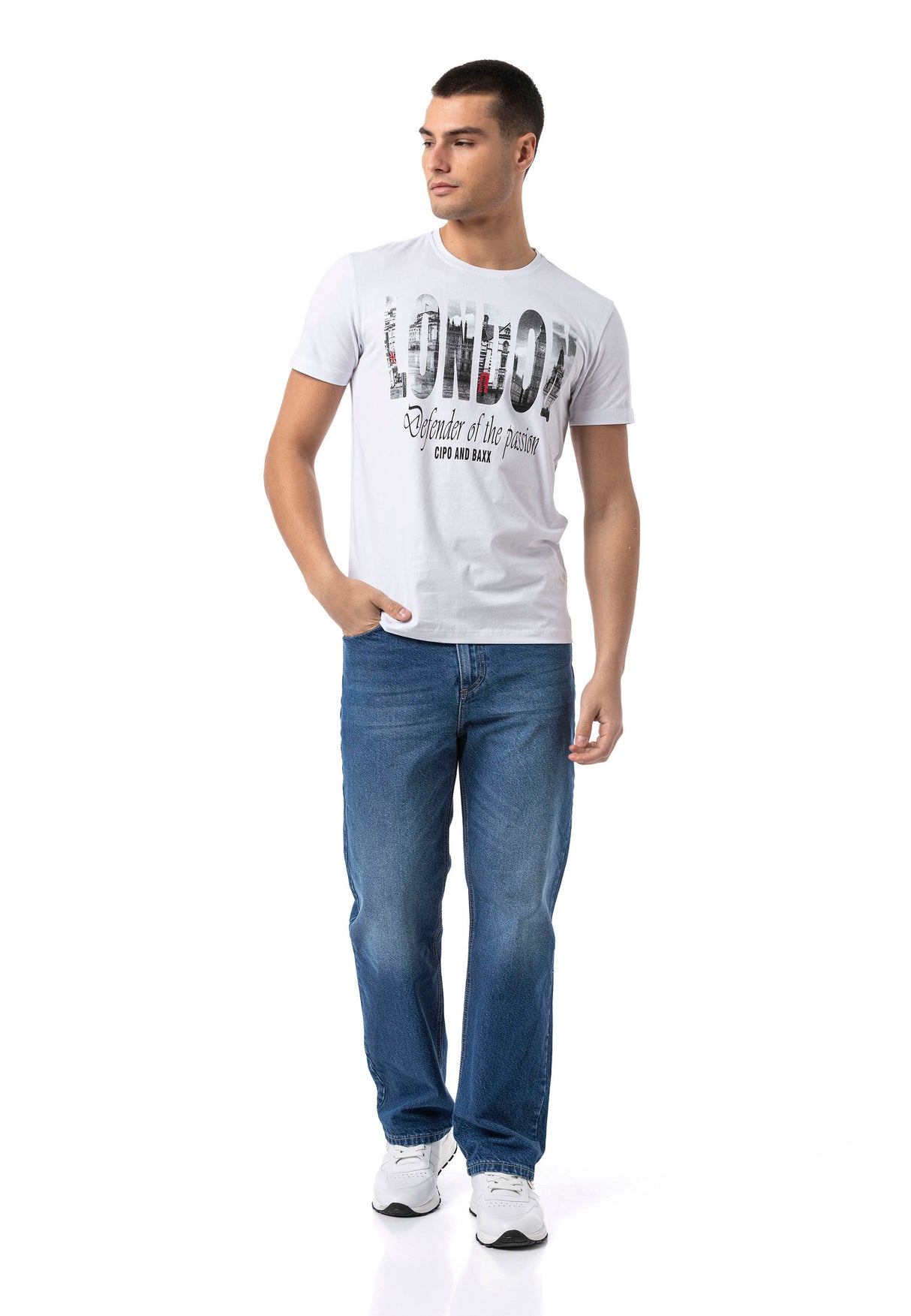 CT826-Herren T-Shirt mit London-Print – Regular Fit