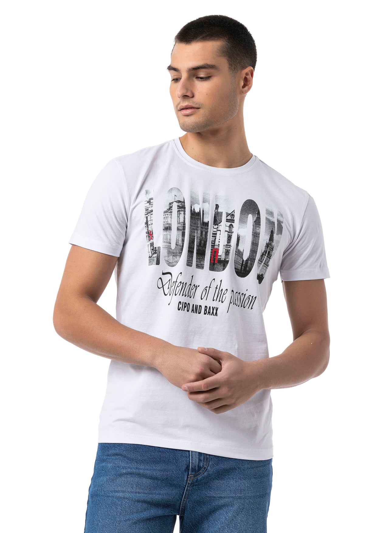 CT826-Herren T-Shirt mit London-Print – Regular Fit
