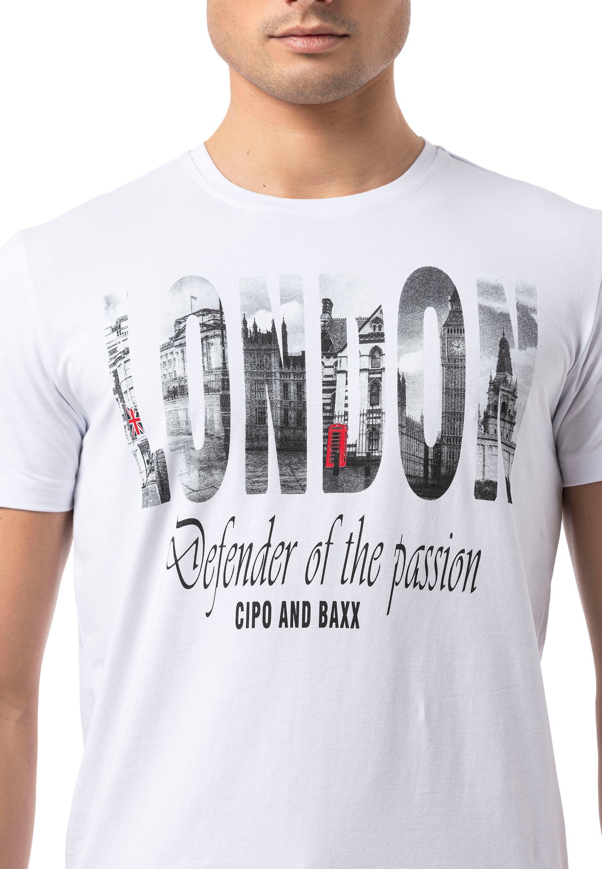 CT826-Herren T-Shirt mit London-Print – Regular Fit