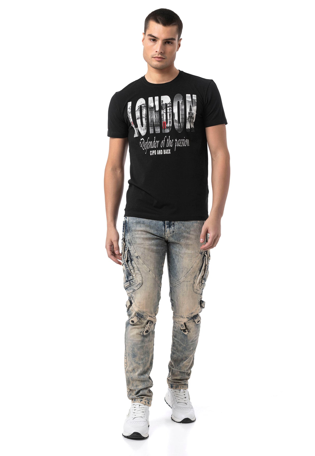 CT826-Herren T-Shirt mit London-Print – Regular Fit