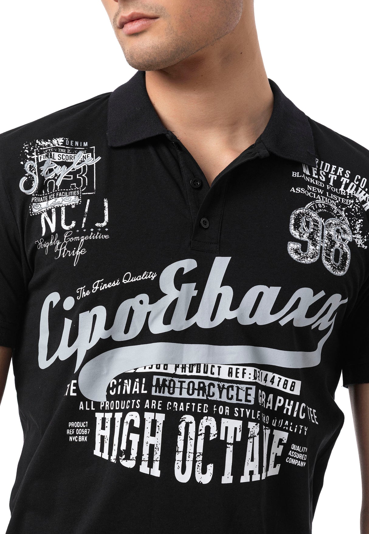 CT794– Herren Polo T-Shirt mit Print und Regular Fit Style