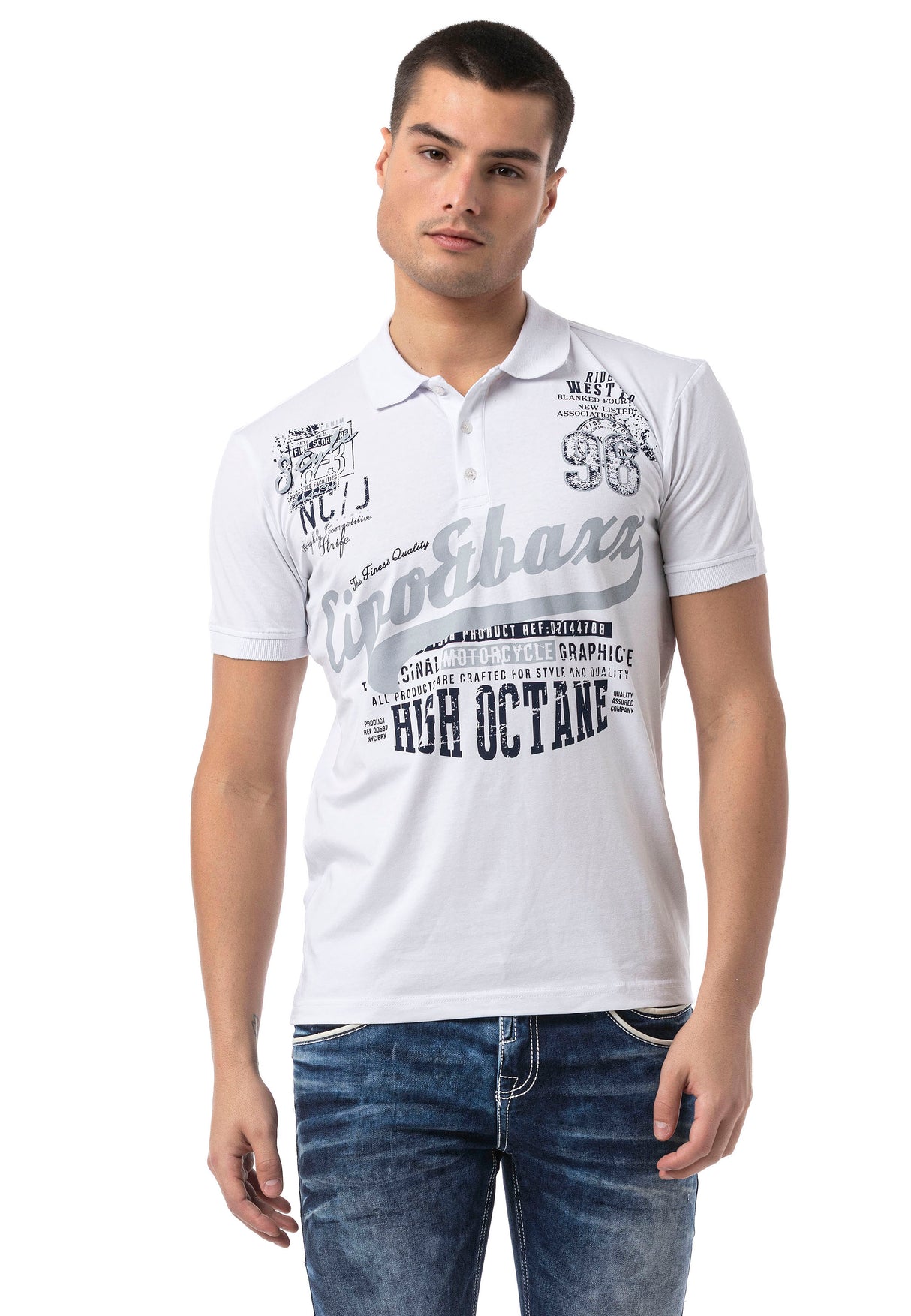 CT794– Herren Polo T-Shirt mit Print und Regular Fit Style
