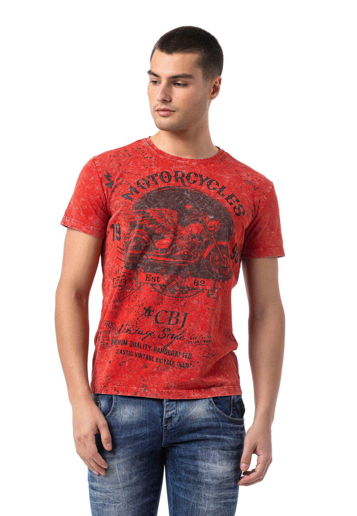 CT813 Herren T-Shirt mit coolem Motorrad-Print