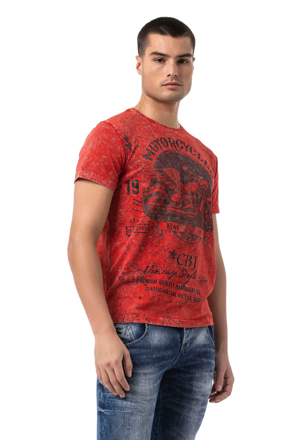 CT813 Herren T-Shirt mit coolem Motorrad-Print