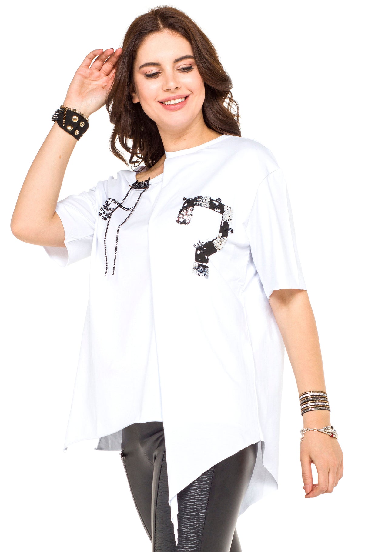 WT239 Damen Shirt mit Cut-Out & Pailletten-Detail