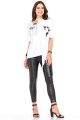 WT239 Damen Shirt mit Cut-Out & Pailletten-Detail