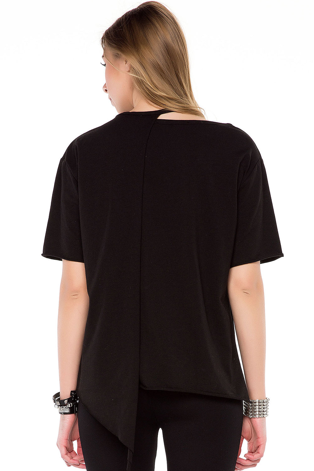 WT239 Damen Shirt mit Cut-Out & Pailletten-Detail