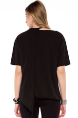 WT239 Damen Shirt mit Cut-Out & Pailletten-Detail