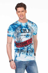 CT458 Heren T-shirt met Coole Motorcyle-Prints