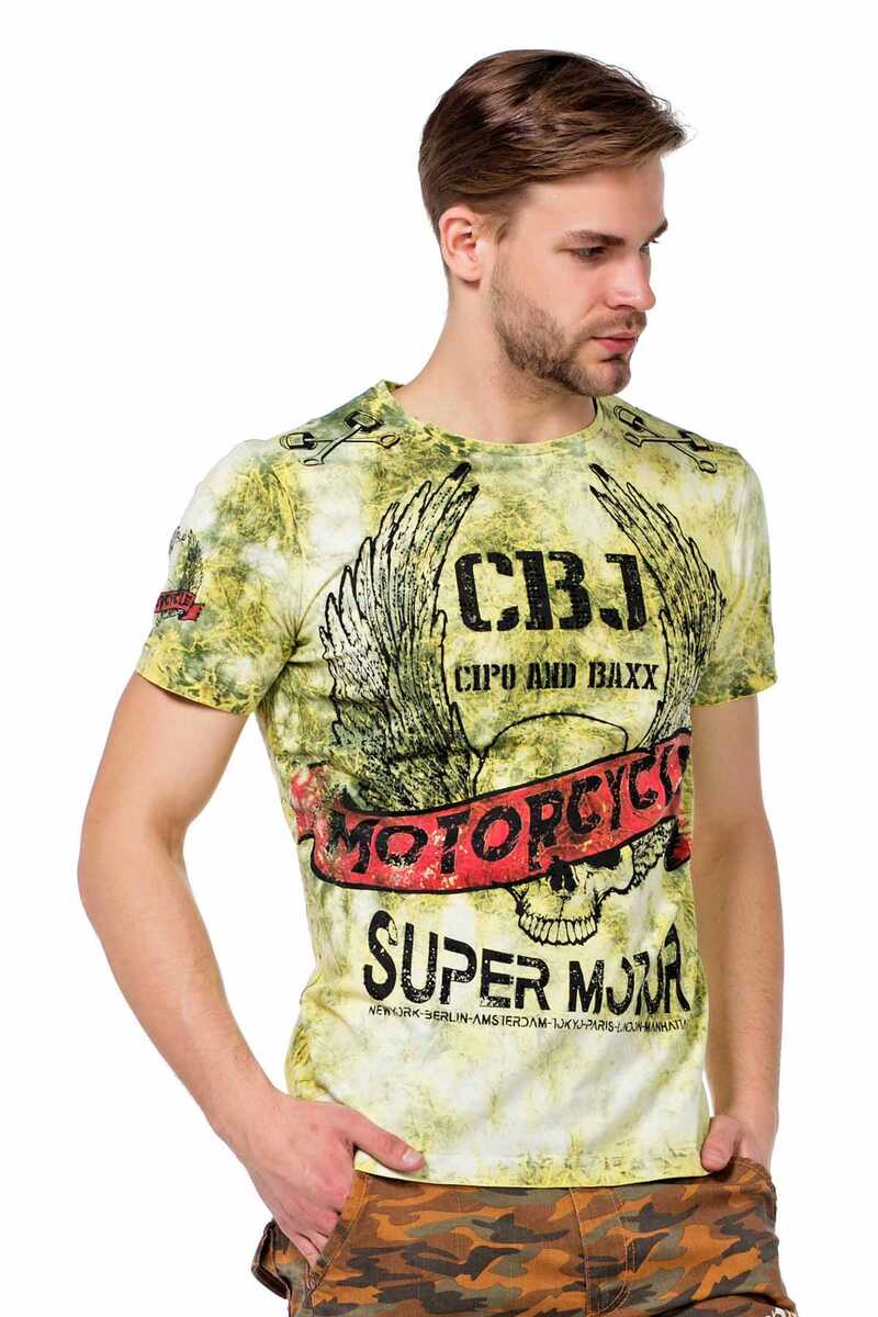 CT458 Heren T-shirt met Coole Motorcyle-Prints