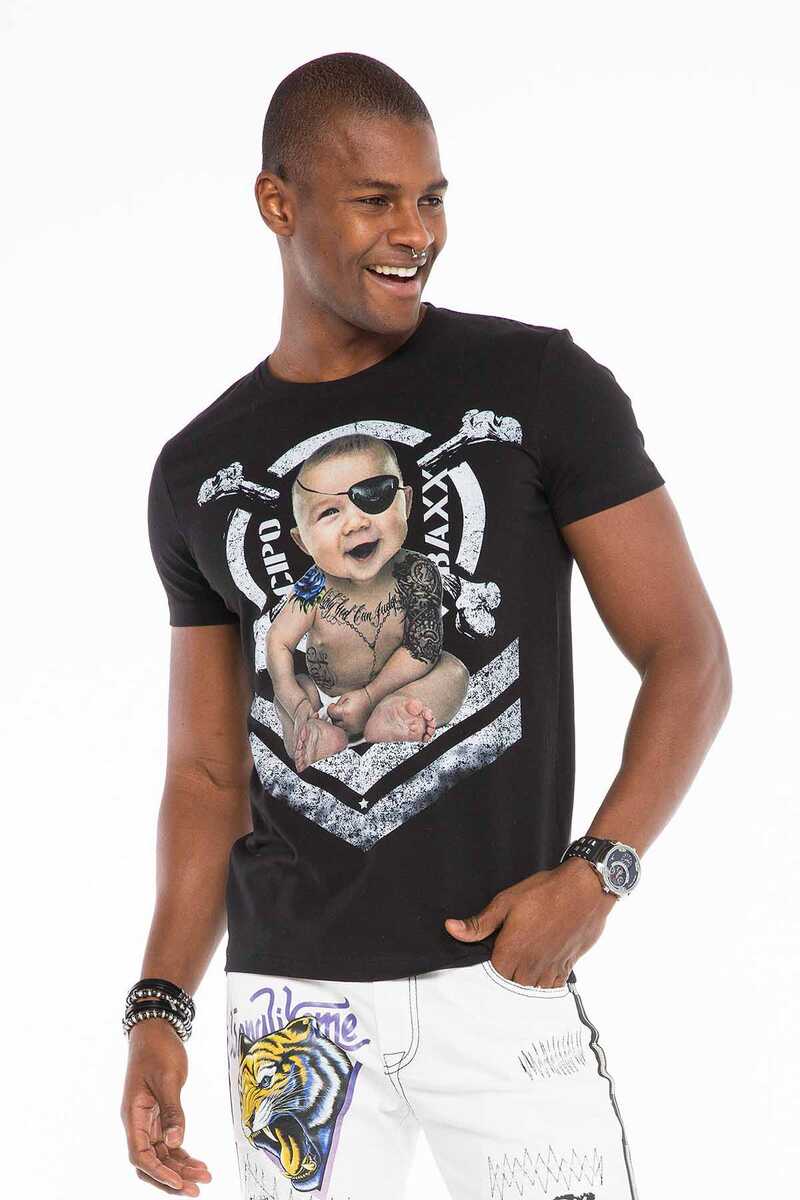 CT485 T-shirt masculin avec bébé tatoué allover-imprime
