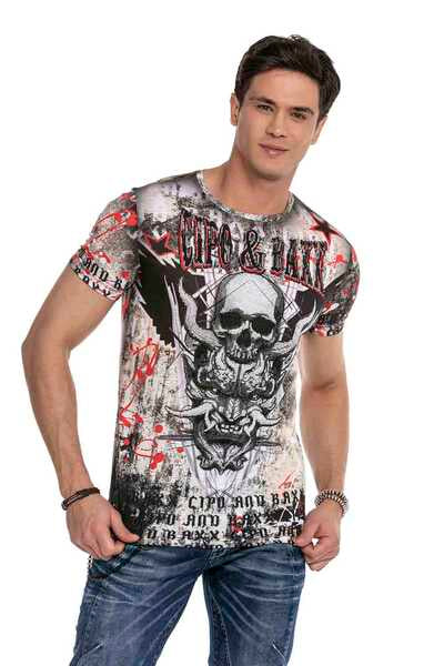 CT632 men's T-shirt with patterned laser printing