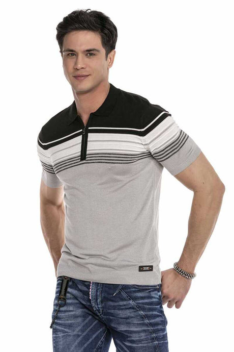 CT654 men's polo shirt with multicolored stripe design