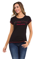 WT348 Damen T-Shirt mit glänzenden Steindetails