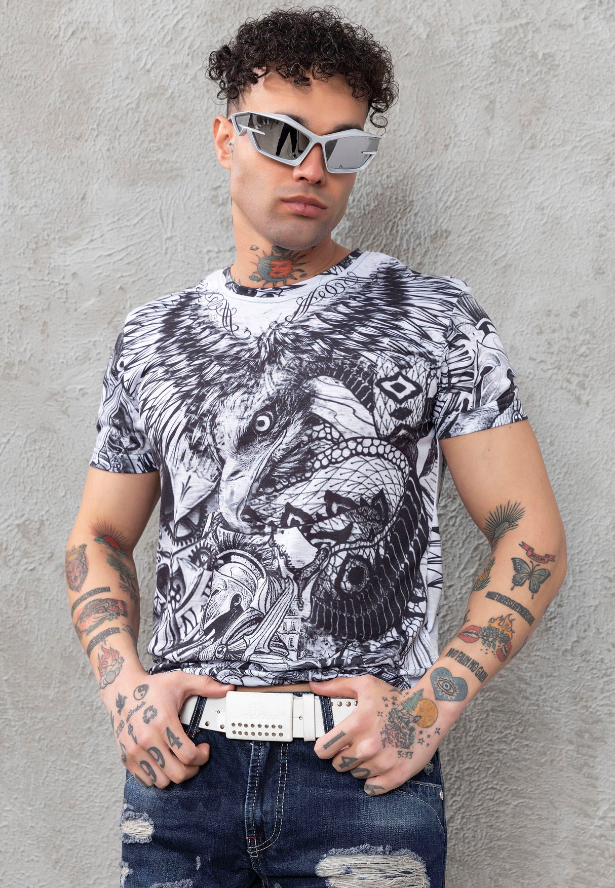 CT781 Camiseta de hombre con estampado de águila 