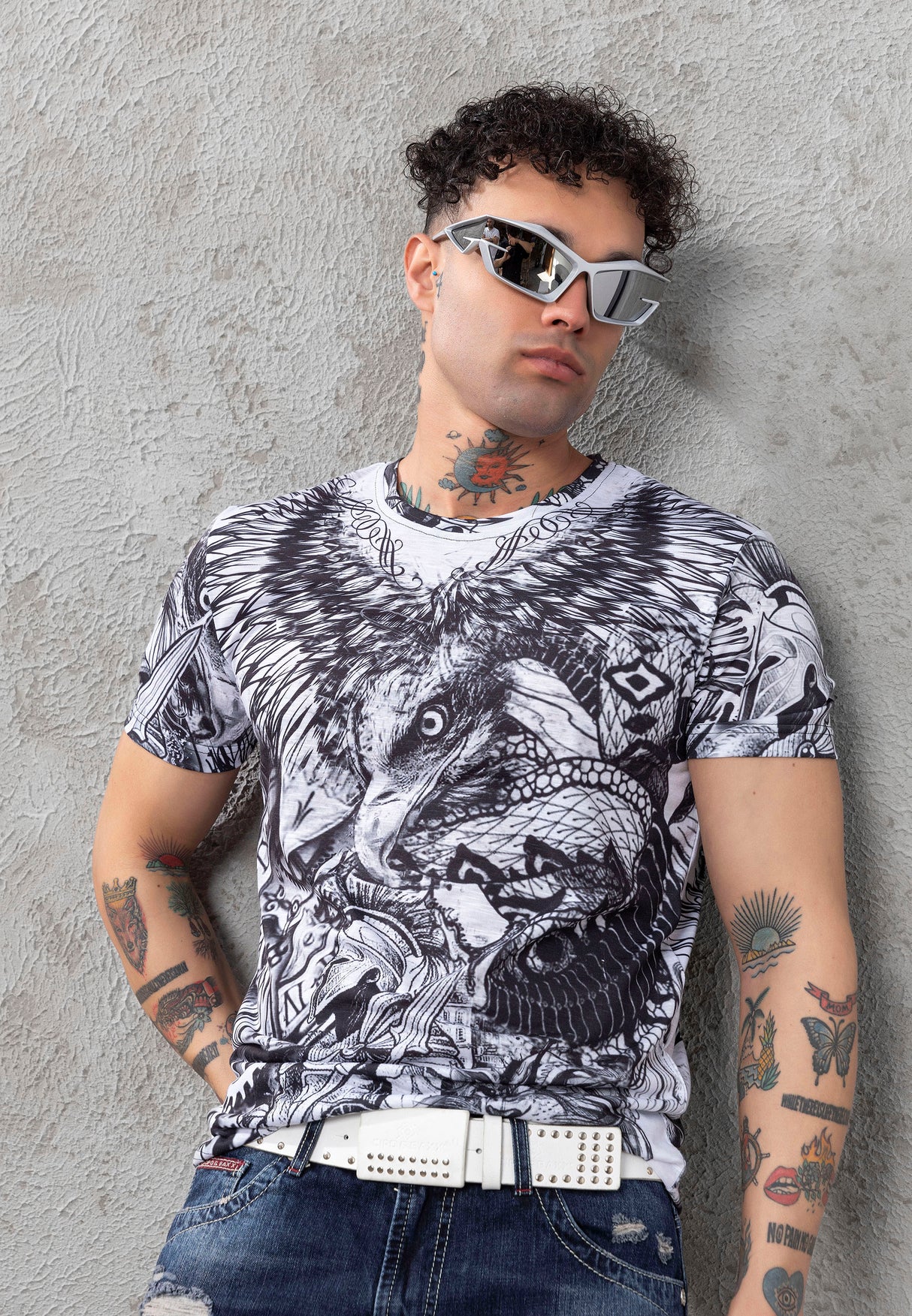 CT781 Camiseta de hombre con estampado de águila 