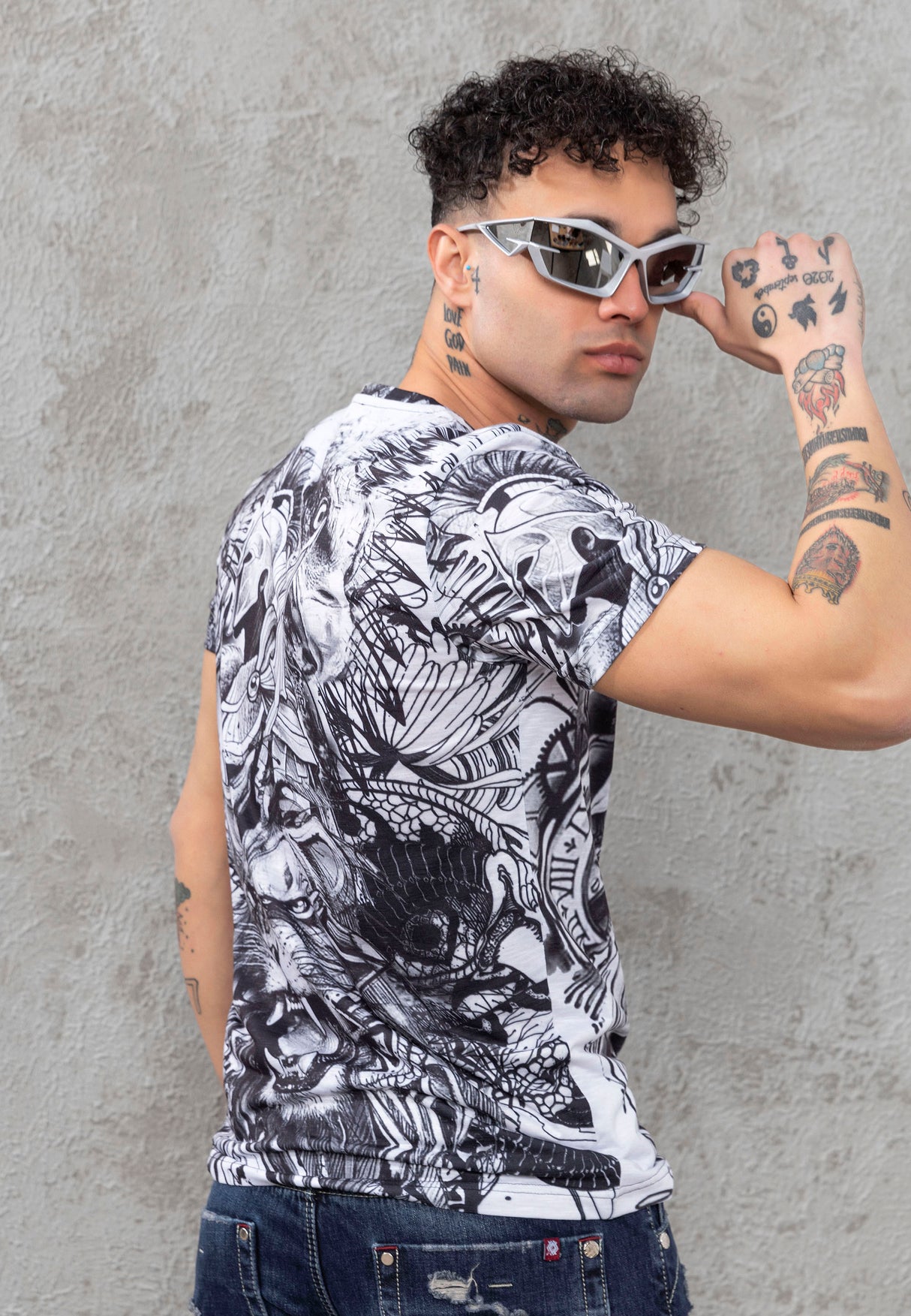 CT781 Camiseta de hombre con estampado de águila 