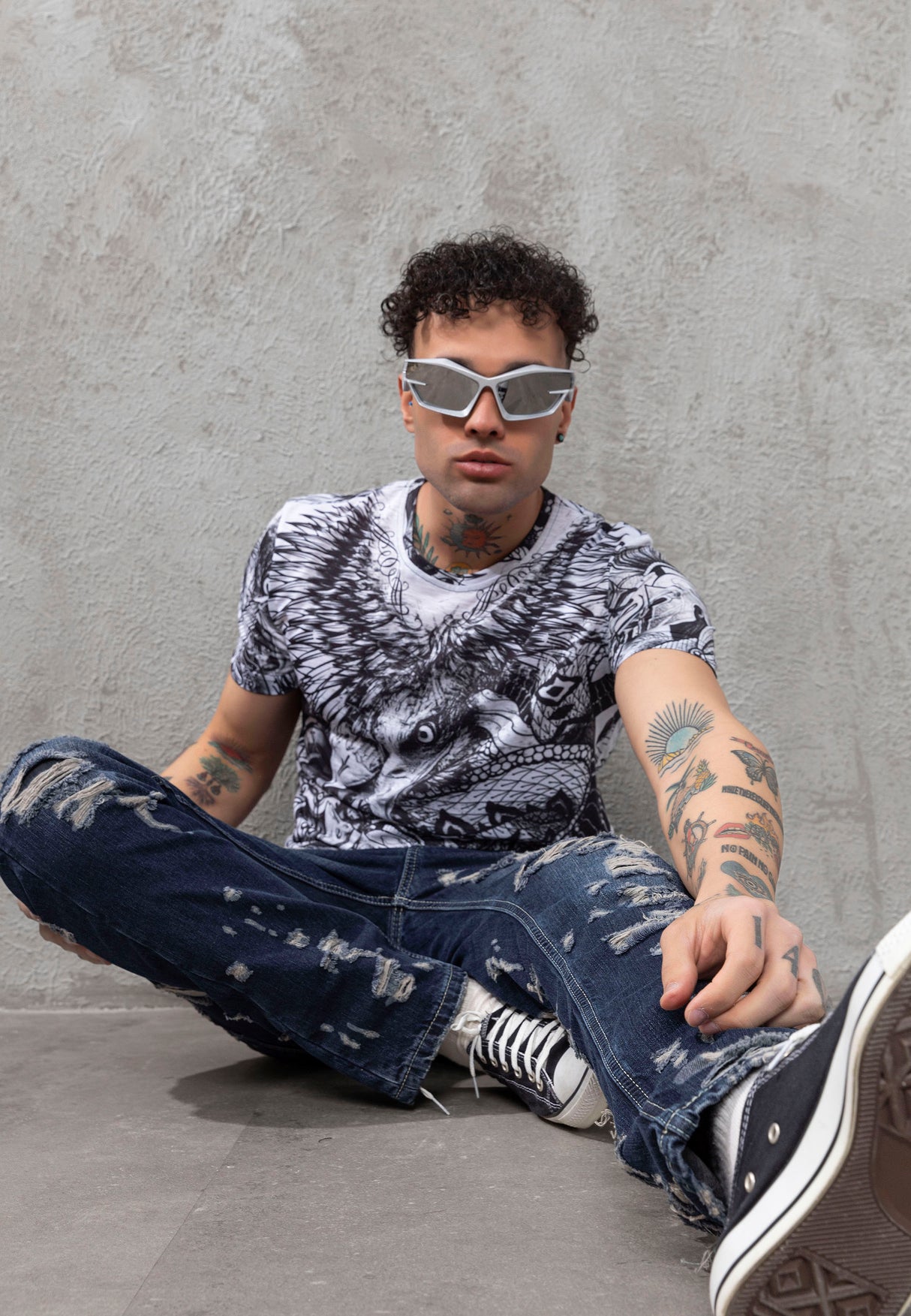 CT781 Camiseta de hombre con estampado de águila 