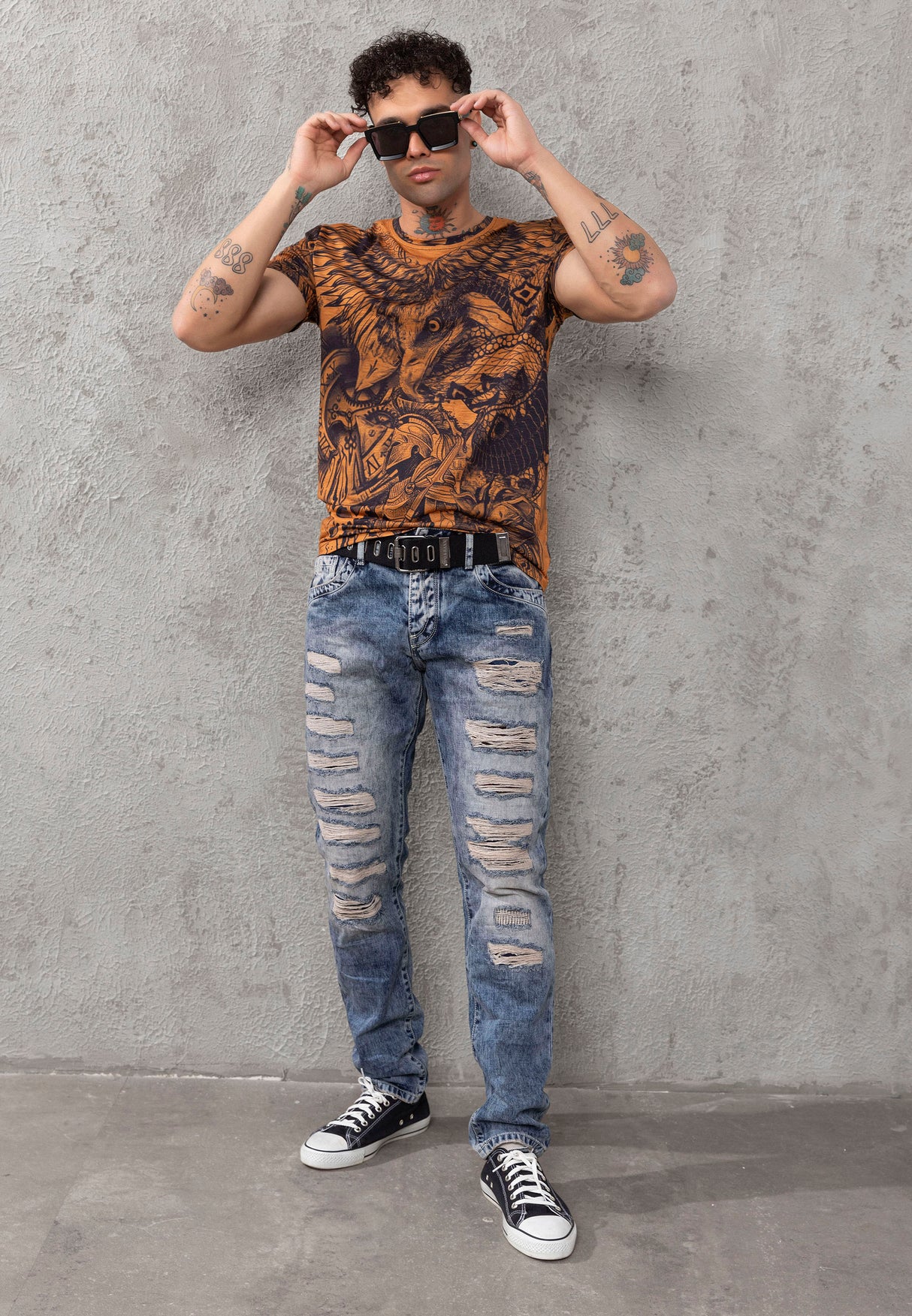CT781 Camiseta de hombre con estampado de águila 