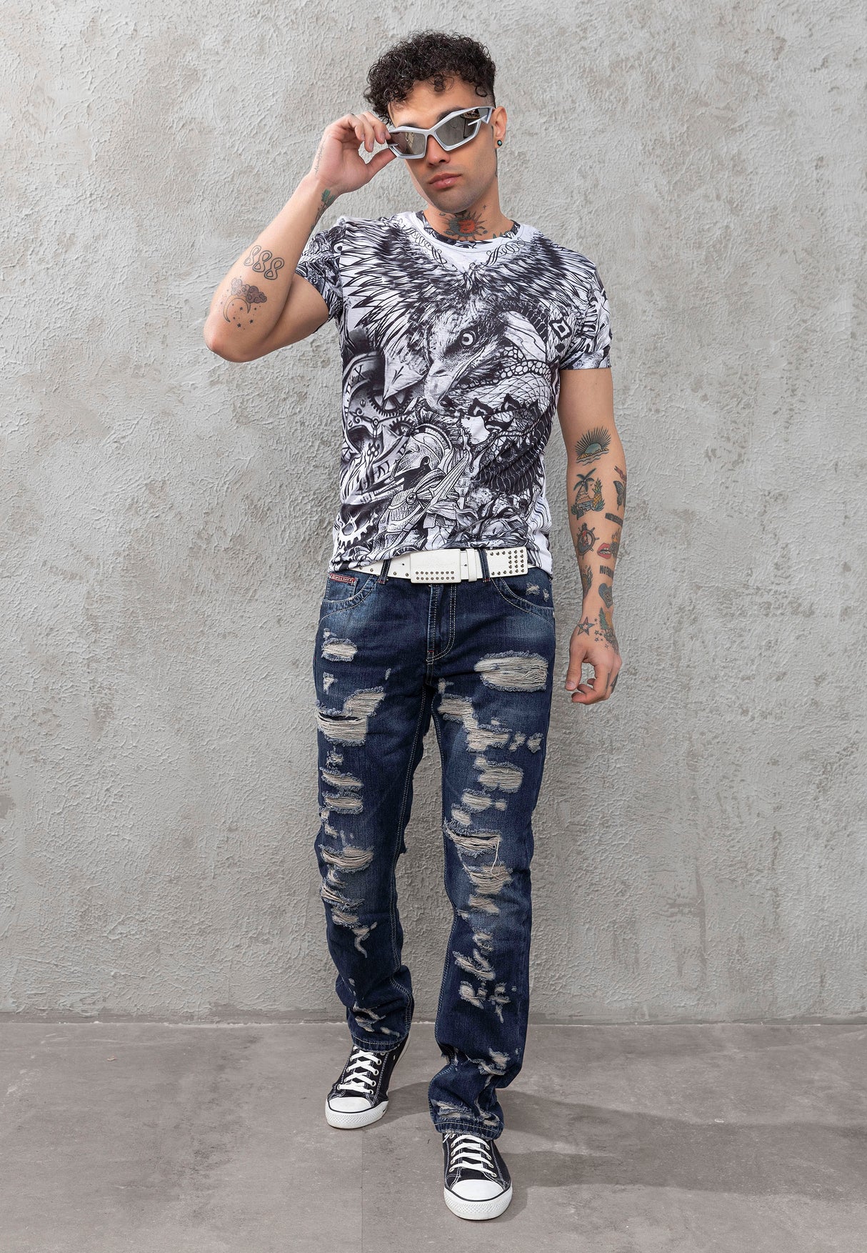 CT781 Camiseta de hombre con estampado de águila 