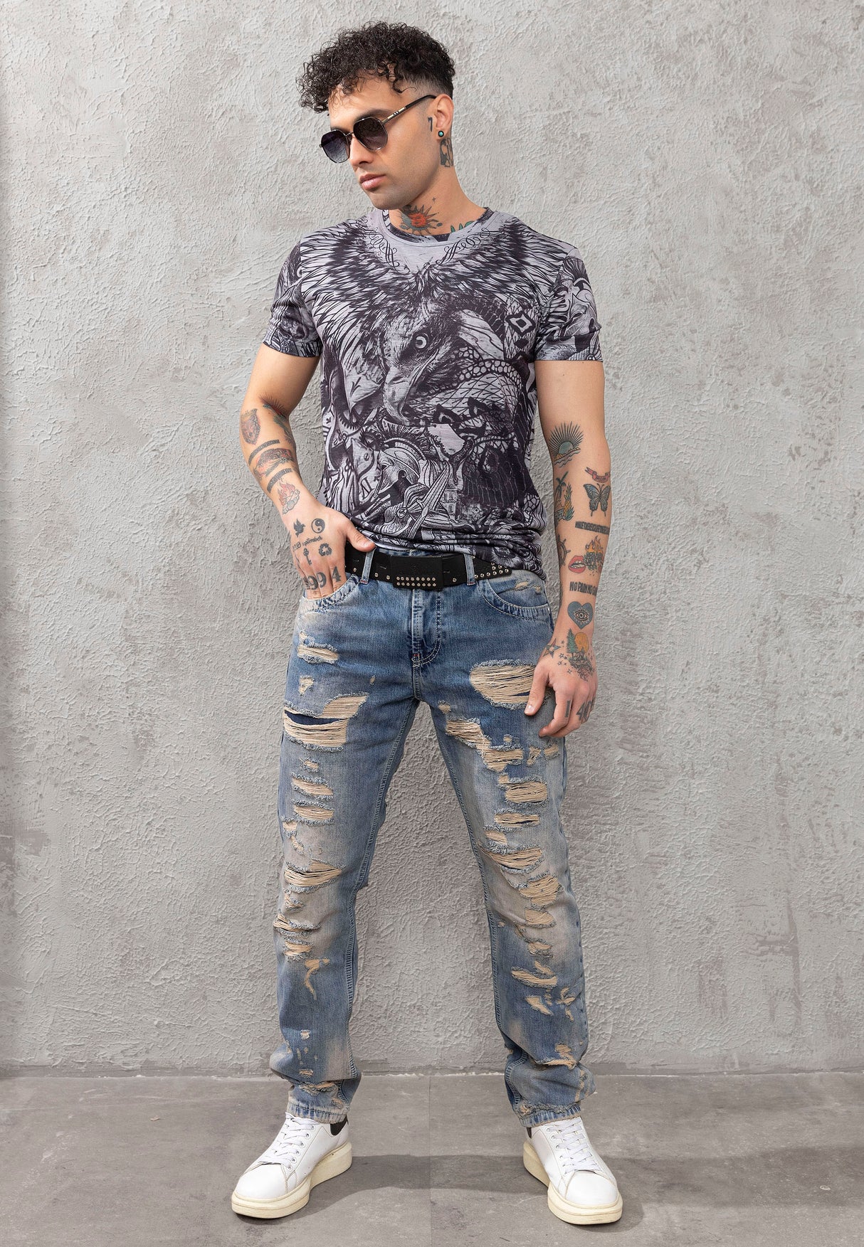 CT781 Camiseta de hombre con estampado de águila 