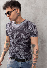 CT781 Camiseta de hombre con estampado de águila 