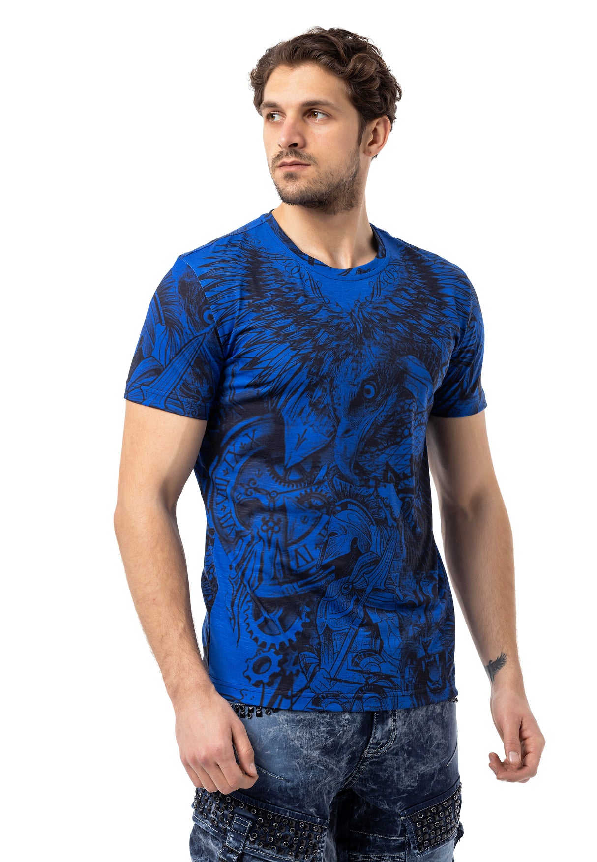 CT781 Camiseta de hombre con estampado de águila 