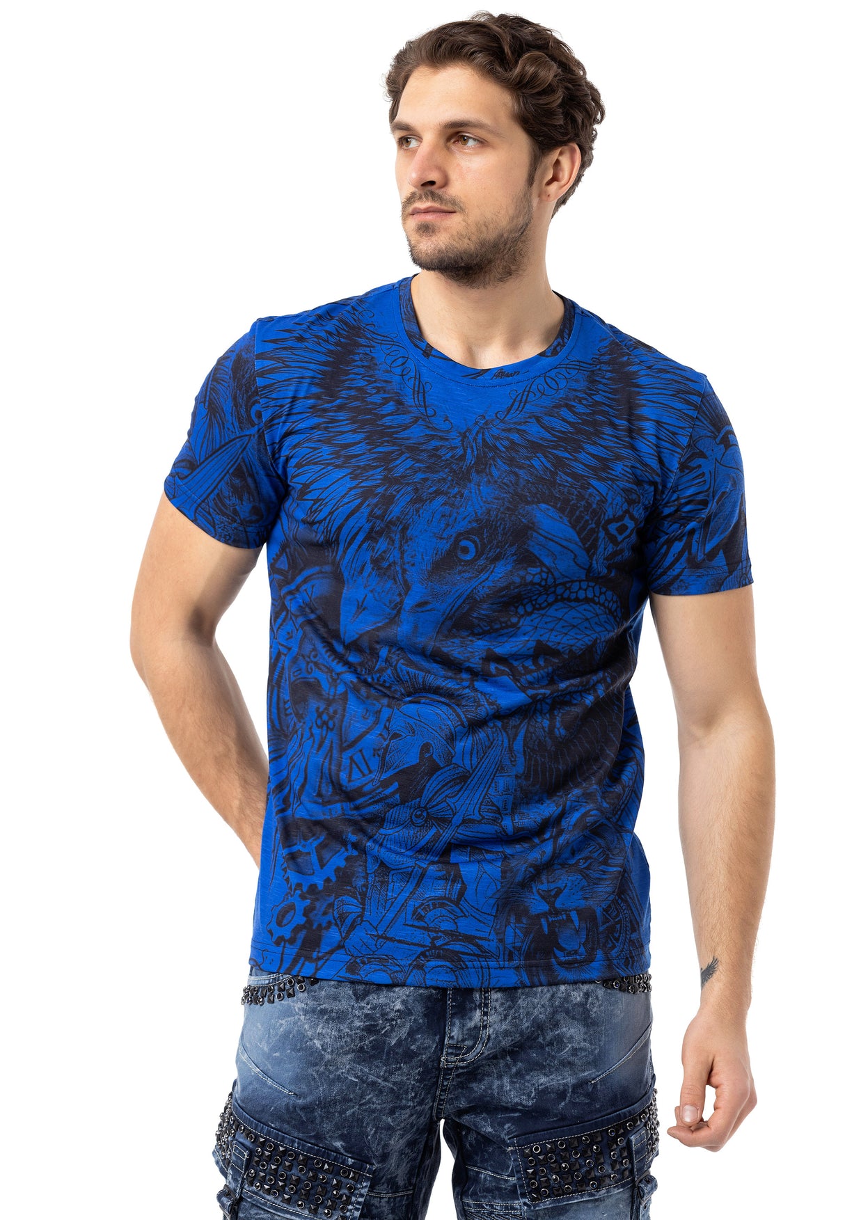 CT781 Camiseta de hombre con estampado de águila 