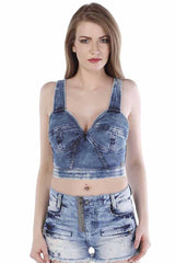 WB100 Damen Jeansbustier Mit Coolem